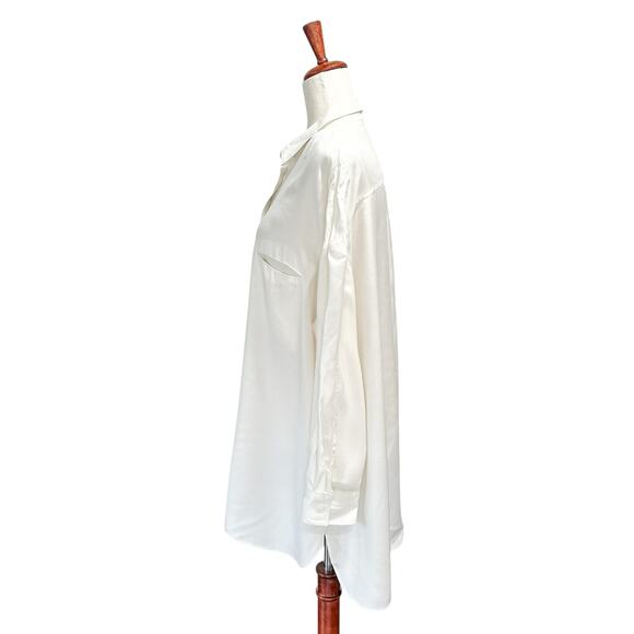 Nap Loungewear Size‎ Medium Women's Oversized Cupro Button Down Shirt in Cream - Picture 5 of 12